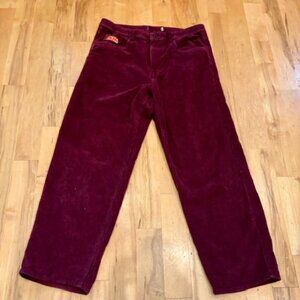 Empyre Corduroy Men's Loose Fit Pants - Burgundy - 32
